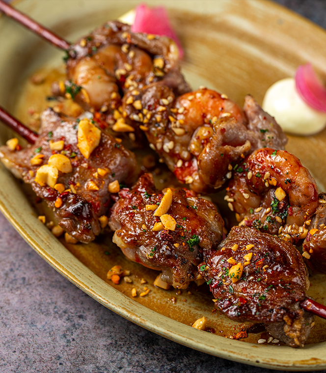 Spiced Lamb & Shrimp Skewer