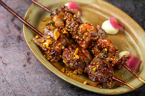 Spiced Lamb & Shrimp Skewer